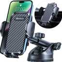 Rorhxia 3-in-1 Phone Mount for Car [2025 Most Stable and Flexible Suction Cup] Vent Dashboard Windshield Cell Phone Holder Car Fit for iPhone, Samsung, All Phone (Black)