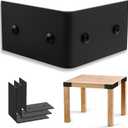 KOXHERO Farmhouse Metal Corner Brackets Decorative Wood Table 3.3" Matte Black Corner Protectors for Retro Industrial Wood Dresser Nightstand TV Stand Bed Frame(Height:1.9") 4Pcs