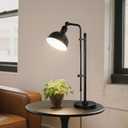 PARTPHONER Industrial Adjustable Desk Lamp for Home Office, Farmhouse Table lamp 29''-38'', Rustic Metal Task Desk Lamp in Aged Bronze Finish, Vintage Reading Lamp for Study RoomBlack