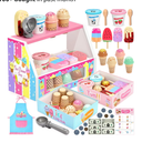 INNOCHEER Ice Cream Toy, Wooden Ice Cream Play Set, Pretend Play Kitchen Toys, Ice Cream Toys for Toddlers, Ice Cream Shop Playset Play Store, Gifts Toys for 3 4 5 6 7 8+ Year Old Girls Boys