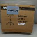 KKTONER PU Leather Round Rolling Stool with Back Rest Height Adjustable Swivel Drafting Work SPA Task Chair with Wheels (White)