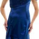 Women's Satin One-Shoulder Asymmetrical Ruffle Mini Dress (11-12, Navy)