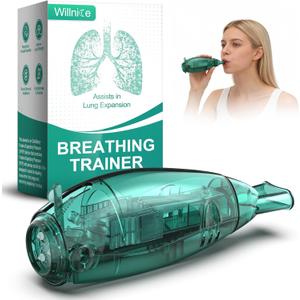 Breathing Exercise Device, Non-Measuring Exerciser & Portable Lung Exerciser with Adjustable Resistance Flutter Valve, Respiratory Muscle Trainer for Mucus Clearance & Better Breathing