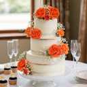 N&T NIETING Artificial Fall Flowers Fake Flowers Orange Roses Perfect for DIY Wedding Bridal Bouquets Centerpieces Bridal Shower Party Home Flower Arrangement Thanksgiving Decorations, 25Pcs
