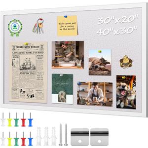 ORIENTOOLS Vision Board, 30" x 40" Pin Board, White Cork Board Bulletin Board, Decorative Cork Board with White Frame, Wooden Frame Cork Notice Board, Corkboard for Office, Home, School