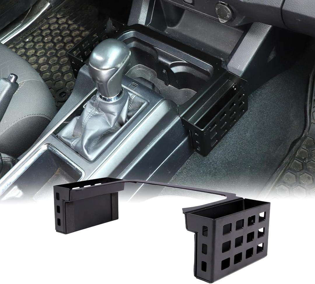 CHEAYAR Shifter Storage Box Fits for Toyota Tacoma 2016-2020 2021 2022 2023, Aluminum Alloy Center Console Gear Shift Side Tray Storage Organizer Box, Auto Interior Storage 3rd Gen Tacoma Accessories (Center Console Gears Storage Box with Two Baskets)