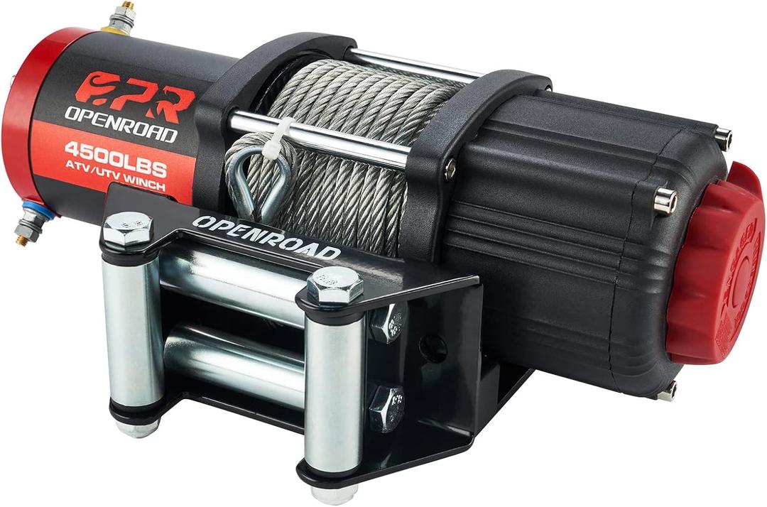 OPENROAD ATV Winch 4500lbs 12V Electric Winch,Steel Cable UTV Winch Kits for ATV/UTV Off Road Trailer Towing Winch,with Wireless Remote Control Mounting Bracket