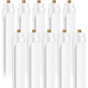 8 Foot Led Bulbs T8 T12 LED 8ft Tube Light F96T8 F96T12 LED Bulb 96" FA8 Single Pin LED Replacement, (100W Equivalent) 6500K CW Daylight Milky Cover, 10 Pack