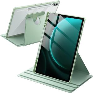 JETech Rotating Case for Samsung Galaxy Tab S10+ 2024/Tab S9 FE+/S9+ 2023 12.4-Inch with S Pen Holder, 360 Degree Rotation Protective Stand Cover Clear Back, Auto Wake/Sleep (Mint)