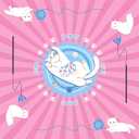 31.5''x31.5'' Mahjong Mat for Table, Mahjong Cloth Cover, Mahjong Tablecloth for Poker, Board Games Table Mat, Card Games, Tile Games, Dominoes (Cat)