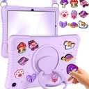 Cute for Samsung Galaxy Tab A9 Plus Case - with Shoulder Strap & 360 Degree Rotating Stand Purple Girls Kawaii Funny DIY Accessories Fun Soft Silicone for Galaxy Tab A9+ Case 11 inch 2023