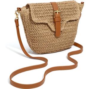 Straw Bag Beach Purse Summer Purses for Women Vacation Handbags Woven Crossbody Bags Straw Shoulder Bag