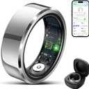 2025 Smart Ring with Air Gesture Control,Heart Rate&Sleep Monitor -Stylish Fitness Ring for Men&Women,IP68 Waterproof,Activity Tracker Records Steps Distance,Compatible with Android&iOS (Silver, 12#)