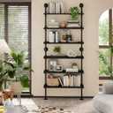 Industrial Pipe Bookshelf, Wall Mounted Shelf, 36 Inch, Black
