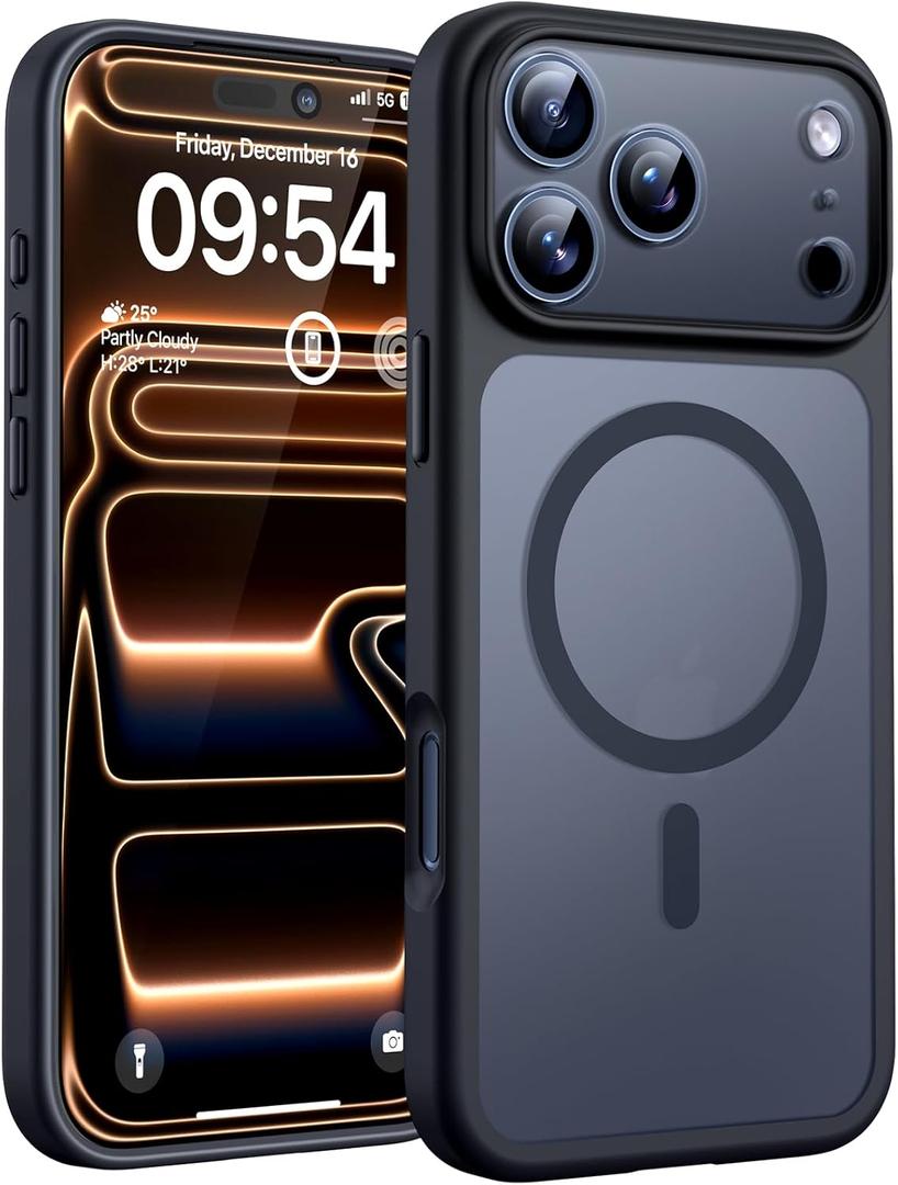 TOCOL for iPhone 17 Pro Max Case, Compatible with Magsafe, Full Camera Protection, Built-in Magnetic Ring, Translucent Matte Phone Case for iPhone 17 Pro Max 6.9 inch (Black)