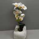 LESING Artificial Potted Orchid Flower for Table Centerpieces,Real Touch White Fake Orchid Flowers in Vase for Home Decoration (Style 5,White)