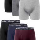 IWOLLENCE Men's Boxer Briefs Breathable Soft Moisture-Wicking Cotton Underwear with Comfort Flex Waistband, Multipack (Medium, Multicolor 6pack B2)