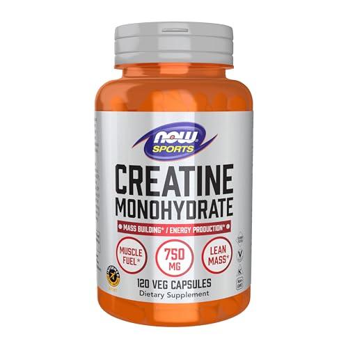 NOW Foods Sports Nutrition, Creatine Monohydrate 750 mg, Mass Building*/Energy Production*, 120 Veg Capsules, Exp: 03/2030