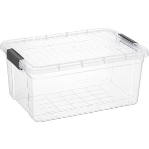 Superio Clear Storage Container with Lid, 16 Quart Plastic Bin for organization, Non-Toxic, BPA Free, Odor-Free, Stackable Latch Box organizer for Home, Dorm, Classroom, Garage, Closet (16 Quart) (16.25"x11"x7.25")
