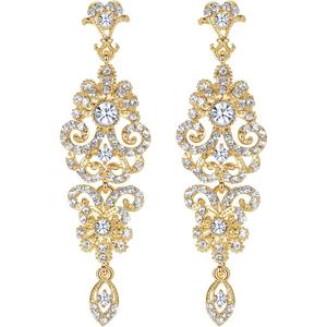 Gold/Silver Rhinestone Chandelier Wedding Bridal Dangle Earrings