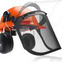 NoCry 6-in-1 Industrial Chainsaw Helmet with Face Shield and Ear Muffs — Mesh & Clear Plastic Visors Included — ANSI Z89.1 Certified — Adjustable Headgear — Ideal for Forestry and Arborist Work