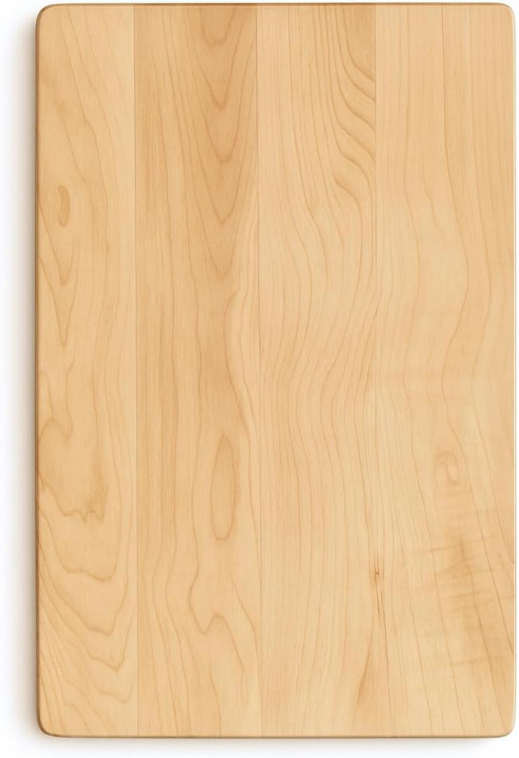 Hard Maple Cutting Board for Kitchen 16X10  1.0 Thick, Reversible Wood Cutting Boards with Invisible Inner Handle, Eased Corners, Wooden Chopping Board