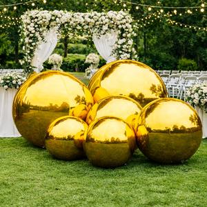 Joyaura 6-Pc Gold Inflatable Mirror Ball Set, Large Shiny Decor Balls