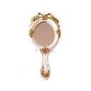 Vintage Hand Held Mirror, Vanity Rose Gold Makeup Mirror, Compact Travel Handheld Mirros, Gift for Mom, Wife, Girl Friend (White)