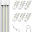 6 Pack 100w 8ft Led Shop Light, Super Bright 15000lm 5000k V Shape 8' Led Shop Lights, Linkable 8 Foot Led Shop Lights for Garage Warehouse, Supermarket, Basement, Barn, Storage Area