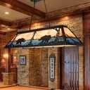 Wellmet Tiffany Pool Table Light 59 inch, 5 Lights Rustic Beer Chandelier for Kitchen Island, Cabin, Billiards Table Lamp, Farmhouse Chandelier for Country, Wild West Style