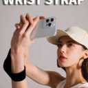 Clip and Go Strap for Phone with Wallet Crossbody, Adjustable Wrist Strap with Zippered Pouch, PU Leather Purse (Black)