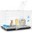 Rabbit Cage, Small Animal Cage Indoor, Hamster Cage with Water Bottle, Food Bowl, Washable Small Nest, Guinea Pig Cage for Bunny, Kitten, Rabbit Ferret, Chinchilla, Hedgehog, Squirrel, Rat(White)