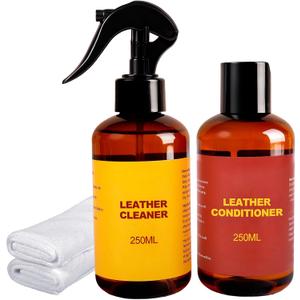 Leather Cleaner and Conditioner for Couch: Complete 2-Step Care Set for Car Interior Furniture Sofa Shoes Bags & Jackets - Restores Dry Cracked Faded & Scratched Leather