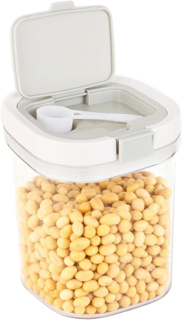 Airtight Food Storage Container, 44oz Moisture-Proof Canister with Measuring Spoon for Coffee, Protein Powder, Sugar, Flour, Cereal, Kitchen & Pantry Organization (1300ML) (Medium)