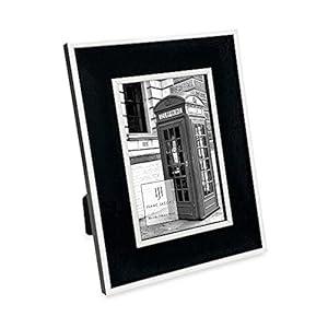 Isaac Jacobs 4x6 White w/Black (Vertical & Horizontal) Double Border Picture Frame w/Black Fabric Easel, Wall-Mountable, Made for Tabletop & Gallery, Home or Office (4x6, White W/Black)