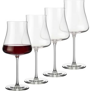 Libbey Signature Stratford Wine Glasses Set of 4, 24 oz Unique Red Wine Glasses, Stemmed Large Wine Glass Set