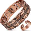 Mahnco Copper Bracelet for Men, 3X Ultra Strength 99.99% Pure Copper Magnetic Bracelets with Magnets,Magnetic Jewelry with Adjustable Sizing Tool