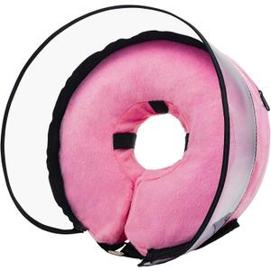 Dog Cone, Dog Surgery Collar, Inflatable Cones for Small Medium Large Dogs, Pink Recovery Collar, Does not Impede Vision (S Pink)
