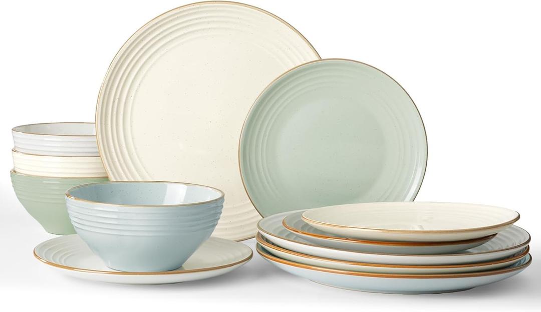 Famiware Jupiter Dinnerware Set, Plates and Bowls Dish Sets for 4 (12 Pieces), Microwave and Dishwasher Safe Stoneware Speckled Tableware, Chip and Scratch Resistant, Multi-color Famiware Jupiter Dinnerware Set, Plates and Bowls Dish Sets for 4 (12 Pieces), Microwave and Dishwasher Safe Stoneware Speckled Tableware, Chip and Scratch Resistant, Multi-color