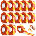 Blosssound 12 Pack Flagging Tape with Yellow Red Stripes 1 inch x 1800ft Marking Ribbon Non Adhesive Plastic Surveyors Tape for Hunting Trail Hazardous Areas Halloween Party Decors