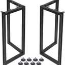 Metal Desk Legs 28 Inches Height 2 Pack Dining Table Legs Butterfly-Type Steel Furniture Legs Heavy Duty, DIY, Matte Black