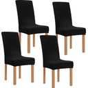 Internet's Best Dining Room Chair Cover  Set of 4  Stretch Slipover Chair Protectors  Elastic Covers  Black