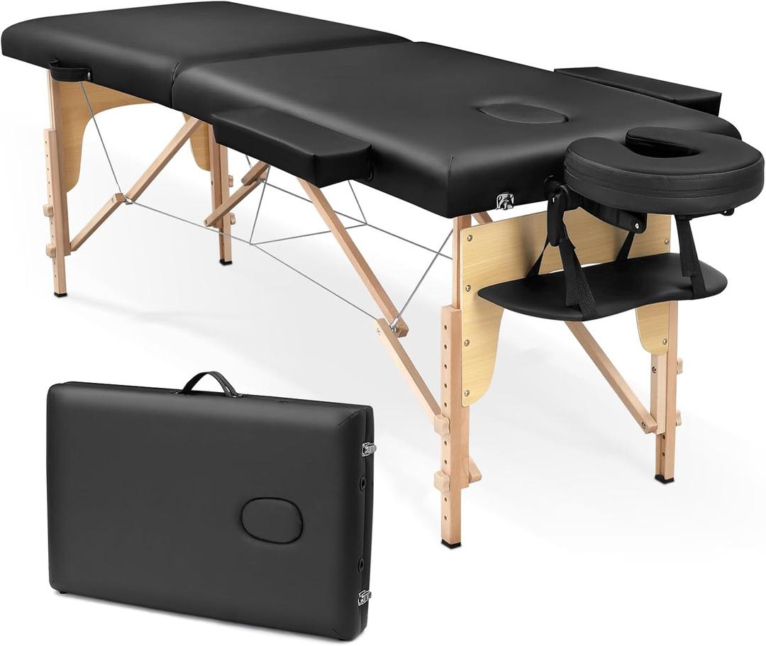 Massage Table Portable Lash Bed: Foldable Physical Therapy Table for Spa Tattoo (Black)
