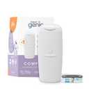 Diaper Genie Compact Pail Includes 1 Starter Square Refill That can Hold up to 165 Newborn-Sized Diapers.