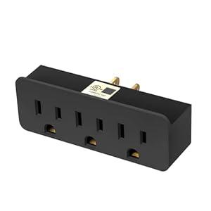Grounded Adapter 3-Prong to 2-Prong Triple Outlet Converter - UL Listed 3 Pin to 2 Pin Polarized Plug Extender Power Strip, Wall Plug Splitter with 3 AC Outlets for Household Appliances Black (1)