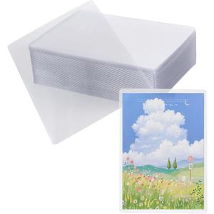 SINJEUN 50 Pack 6" x 8" Rigid Print Protectors, Clear Top Loading Photo Sleeves, Hard Plastic Sheet Protector for Photos Album Paper Postcard Document, No Holes