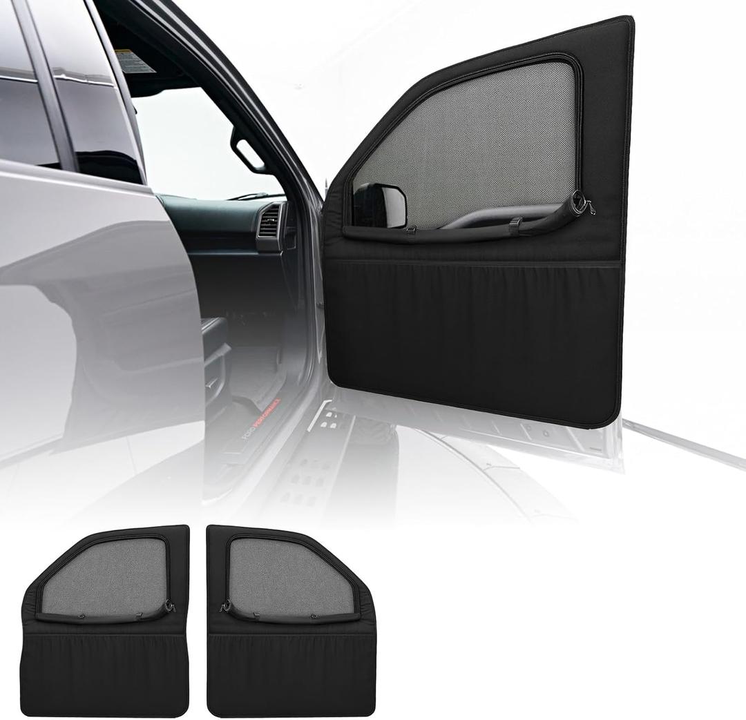 Side Window Screen Shades for Full-Size Pickup Trucks - Double-Layer Breathable Mesh, Blackout Privacy & Bug Screen with Zipper, UV Protection for Camping & Travel