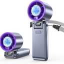 Portable Handheld Turbo Fan with Ice Cooler, 199 Speed Personal Fan,5500mAh Rechargeable,20H Cooling Time,20000 RPM Powerful Silent Motor, Summer Essential for Travel/Outdoor/Office, Grey Purple