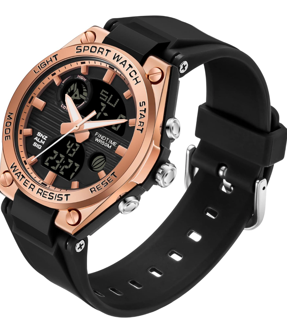 findtime Womens Digital Watch Sport Waterproof Watch Analog Military Tactical Watches LED Backlight Alarm Stopwatch Wrist Watches