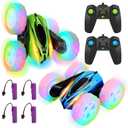 2 Pack Remote Control Car Toys for Kids, RC Stunt Cars with Wheel Lights, 2.4GHz Drift High Speed 4WD Off Road Double Sided 360° Rotating Cars, for Boys Girls